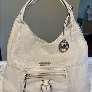 Michael Kors Pebbled Soft Leather Should Handbag Off White- Creme